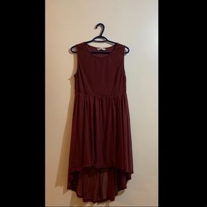 Burgundy High Low Dress